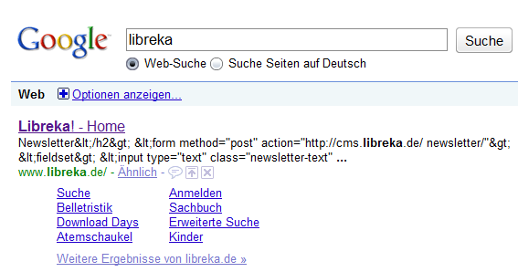 Libreka bei Google am 3.12.2009