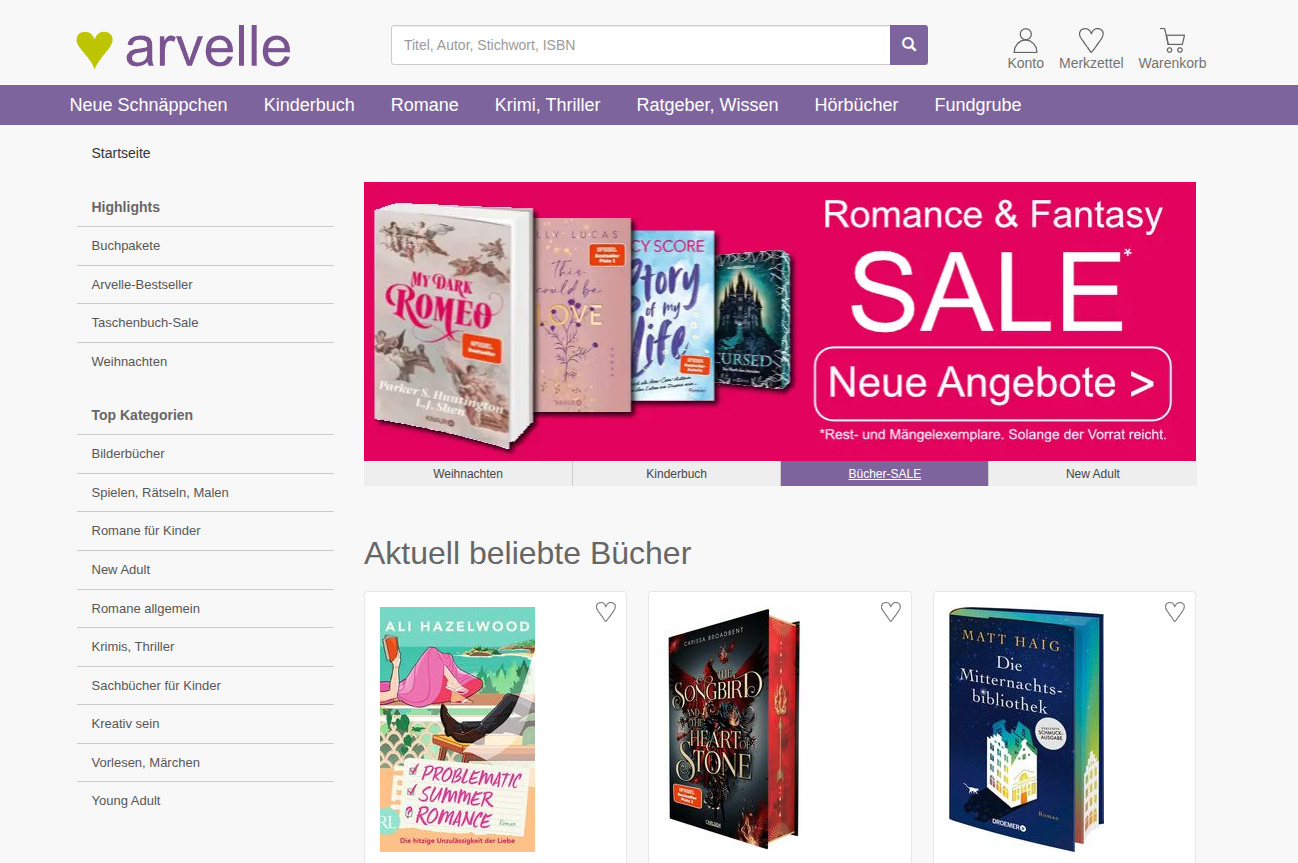 arvelle.de - Bücherschnäppchen
